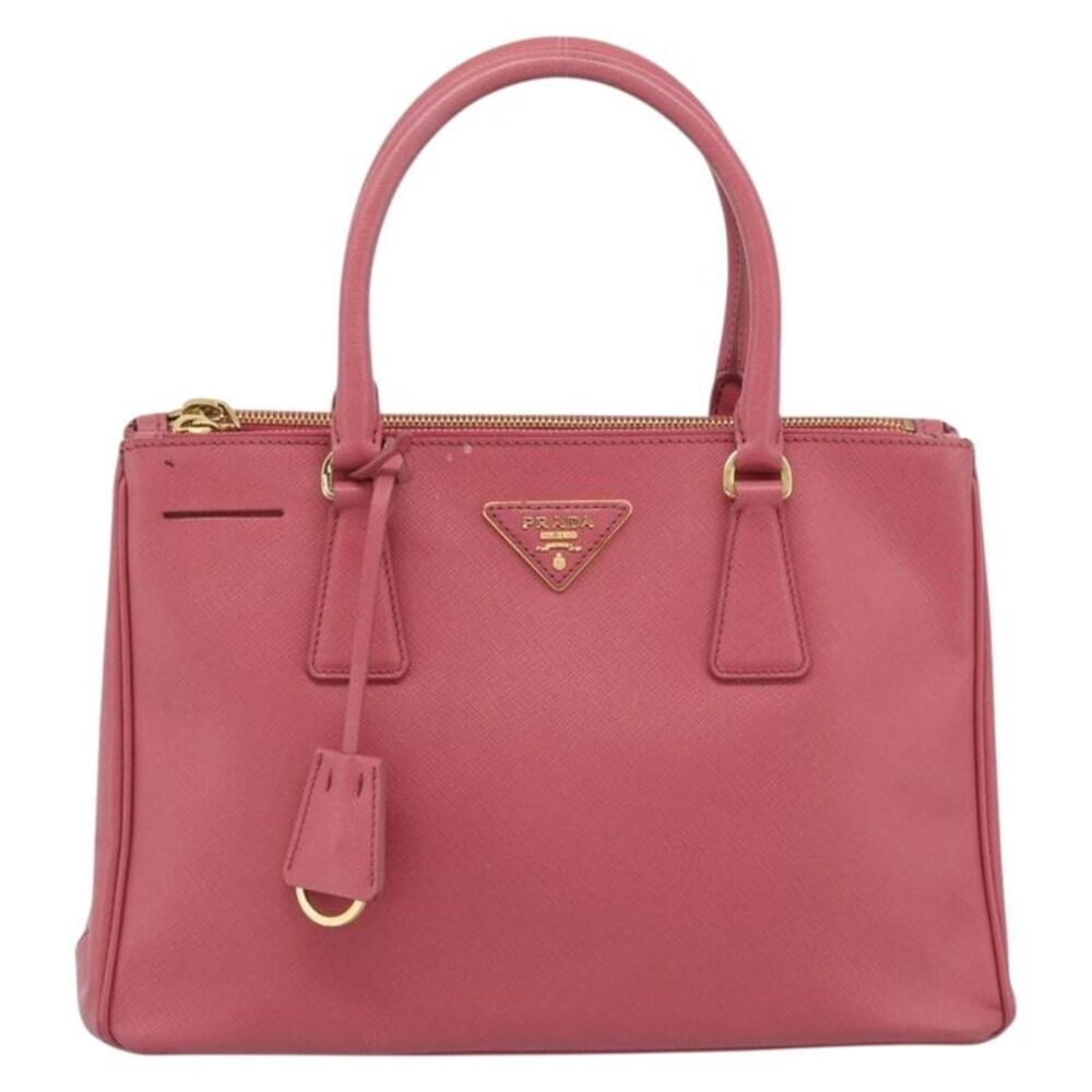Prada Galleria Double Zip Tote Saffiano Leather Pink Leather Handbag